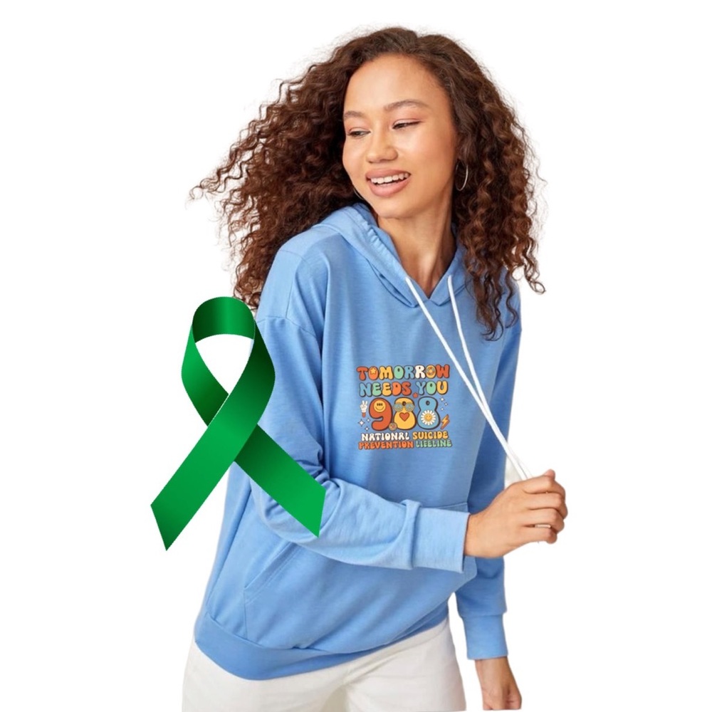 TOMORROW NEEDS YOU mental health graphic ear hoodie sweatshirt size small NWT